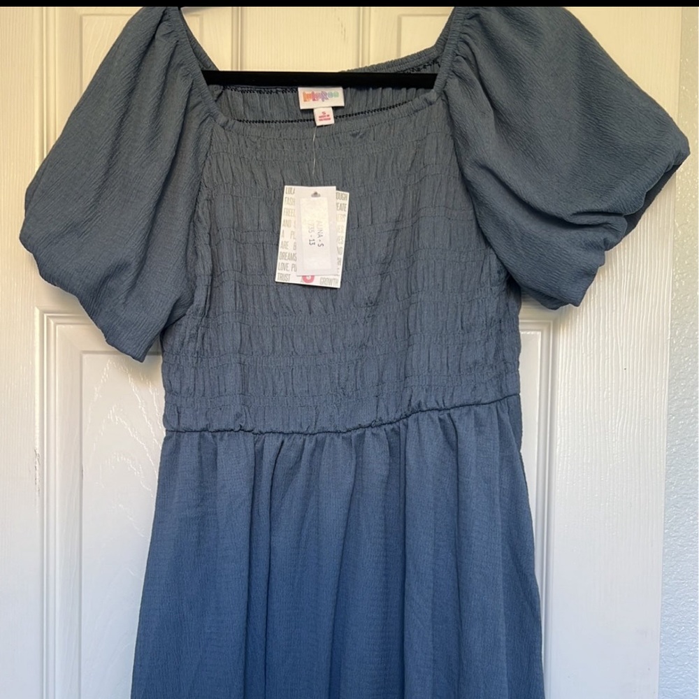 Lularoe Alina Dress Solid Blue Size Small Brand new with tags